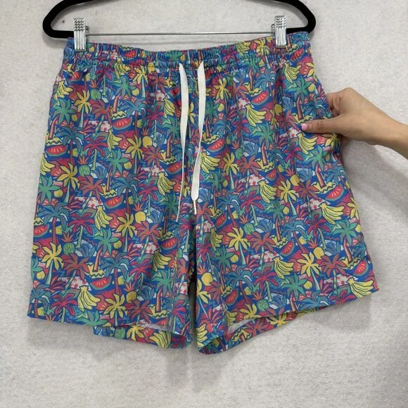 Chubbies Shorts Mens Medium Blue Tropical Swim Trunks 5in Inseam Lined Volley - Picture 5 of 10